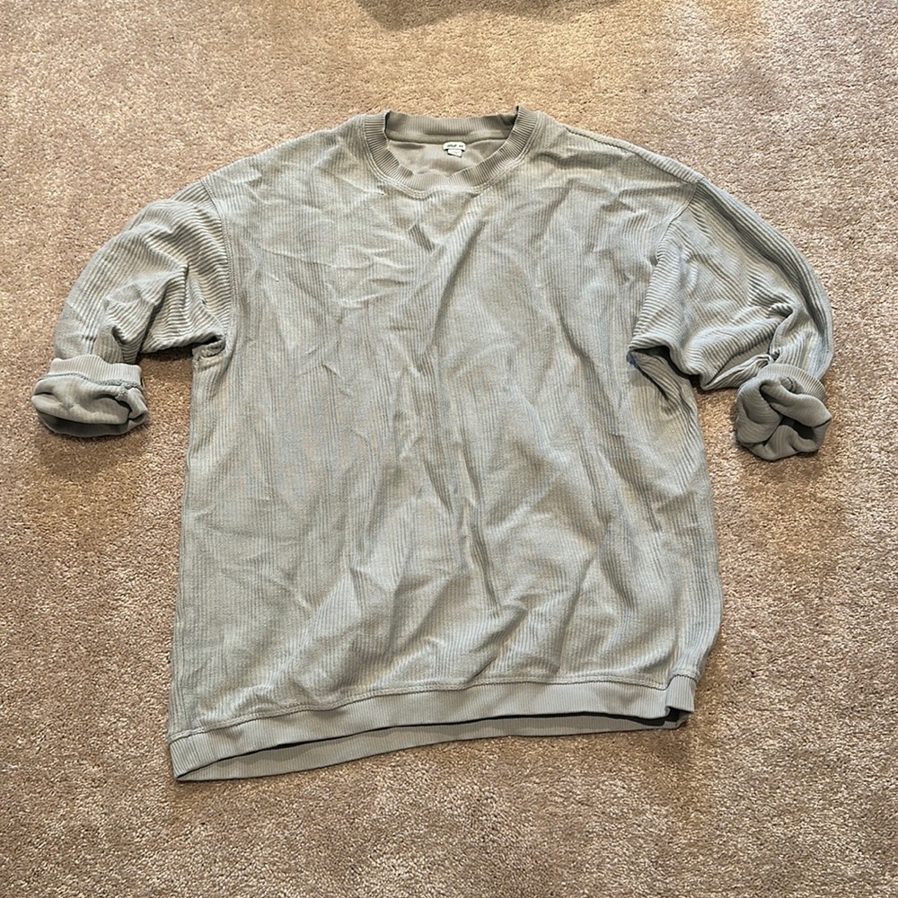 Aerie oversized corded faint green sweatshirt
